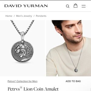 David Yurman Silver Lion Coin Pendant